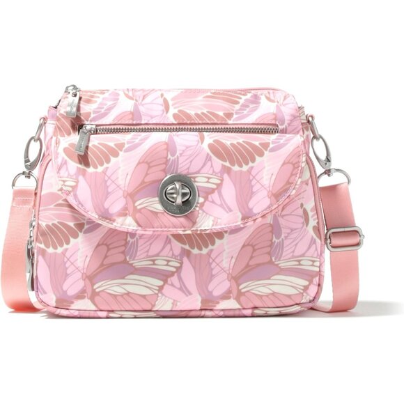 Handbags - Women's Pink Butterfly Crossbody Bag Water-Resistant RFID Wallet Organizer